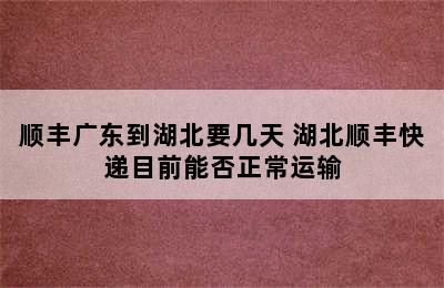 顺丰广东到湖北要几天 湖北顺丰快递目前能否正常运输